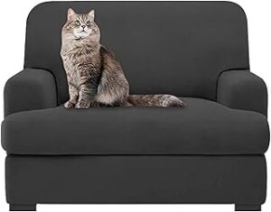 molasofa T Cushion Chair Slipcover with 1 Individual T Cushion Shape Seat Cover for Home Décor, 2 Pieces Stretchable, Washable, Non-Pilling, Non-Slip Chair Cover (Oversized Armchair,Dark Gray)
