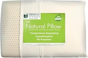 OrganicTextiles Natural Latex Pillow with Organic Cotton Cover (Queen Size, Medium), Bed Pillow for Sleeping, Neck Pain Relief Help, Head Support, for Side Back Stomach Sleeper