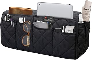 Sofa Armrest Organizer Waterproof Armchair Caddy Remote Control Holder for Recliner Non Slip Recliner Organizer Chair Arm Organizer with 14 Pockets for TV Remotes Caddy, Book, Magazines, Ipad