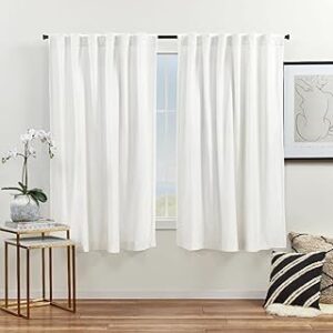 EXCLUSIVE HOME Velvet Heavyweight Light Filtering Hidden Tab Top Curtain Panel Pair, 52"x63", Winter White