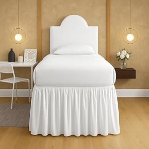 Mattress-Homes Ruffled Dorm Bed Skirt, Twin XL, 40-Inch Drop, Tailored with Split Corners, White Dust Ruffle for Lofted College Beds, Twin Extra Long Dorm Bedding Essential