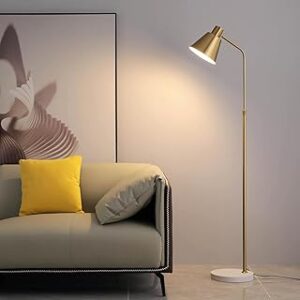 Gold Brass Industrial Floor Lamps with Bright 12W LED Bulb Adjustable 3 Colors, Living Room Sofa Corner Bedroom Bedside Office Study Reading Standing Tall Lights, Unique Modern Home Decor Essentials