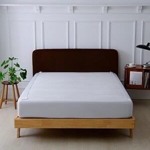 Stretchy Box Spring Cover Queen Size - Jersey Knit & Stretchy Wrap Around 4 Sides Bed Skirt for Hotel & Home, Wrinkle & Fading Resistant Fits Queen Size Beds, White
