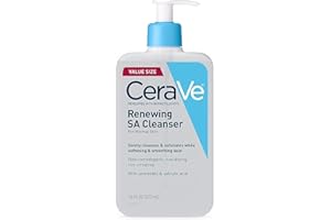 CeraVe Renewing Salicylic Acid Cleanser, Formulated With Hyaluronic Acid, Niacinamide, & Ceramides, Gentle BHA Exfoliating Face Wash Smooths & Softens Skin, Non Comedogenic & Fragrance Free, 16 Ounce