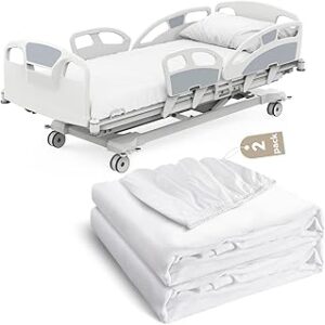 Hospital Bed Sheets 36" x 80" x 9", 2 Pack Hospital Fitted Sheet for Home Use & Hospital Care Beds, Shrinkage & Stain Resistant Bed Cover, White