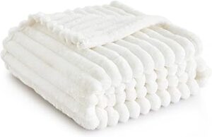 Bedsure White Throw Blanket for Couch - GentleSoft Cozy Blanket for Women, Cute Fleece Throws for Girls, Teacher Gifts Birthday Gifts for Women Men Mom, Room Home Dorm Decor, Off White, 50x60 Inches