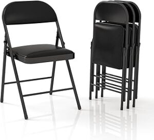 4 Pack Folding Chairs with Padded Cushion & Back, Padded Folding Chairs for Home, Office, Indoor, Outdoor Events (Black, 4 Pack)