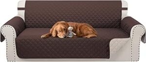 Reversible Couch Cover for 3 Cushion Couch Sofa Cover Washable for Pet Friendly with Elastic Straps Water Repellent(Sofa, Chocolate/Beige)
