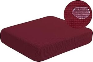 Water Repellent Sofa Couch Cushion Covers Sofa Seat Slipcover, Armchair Furniture Protector for Camper, Soft Flexibility Chair Cushion Cover, Christmas Decor (Small, Wine)