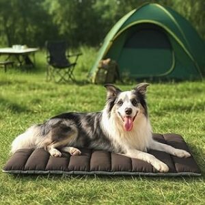 WESTERN HOME WH Outdoor Dog Bed,Large Sized Dog Waterproof Washable Beds for Medium Large Dogs, Portable Camping Travel Pet Bed Mat, 43 x 26 Inch, Brown