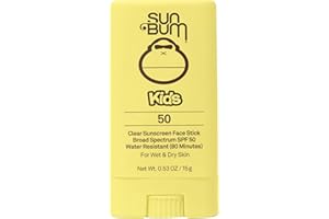 Sun Bum Kids SPF 50 Clear Face Stick Sunscreen - Wet or Dry Skin Application Broad Spectrum Sunscreen with Vitamin E - Hawaii 104 Act Compliant (Without Octinoxate & Oxybenzone) - Travel Size 0.53 oz