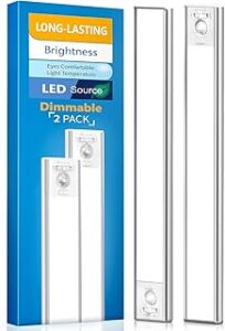 Under Cabinet Lighting, LED Motion Sensor Light Indoor, 2200mAh USB Rechargeable Closet Lights Battery Operated, Stick On Magnetic Wireless Dimmable Under Counter Lights for Kitchen, Stairs (2 Pack)