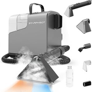 Portable Carpet&Upholestery Cleaner Machine with Steam and Heating Techology, 15Kpa Powerful Suction with Versatile Tools for Pet, Couch, Car,Self-Cleaning, Spot Cleaner for Stair/Furniture