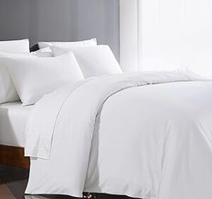 Egyptian Cotton Duvet Cover King Size 1000 Thread Count 1 Duvet Cover & 2 Pillow Shams Long Staple Quilt Silky Soft, Breathable with Zipper -3 Piece All Season Duvet Cover Set for Comforter (White)