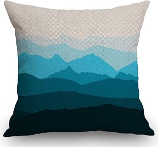 SSOIU Panorama Mountain Ridges Cotton Linen Square Cushion Cover Standard Pillowcase for Men Women Home Decorative Sofa Armchair Bedroom Livingroom 18 x 18 inch