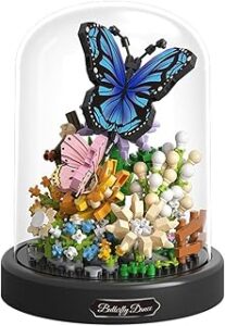 Flowers Butterflies Dancing Home Bouquets Building Toy with Dust Cover - Creative Housewarming, Ideal Creative Toy Gift for Moms and Women