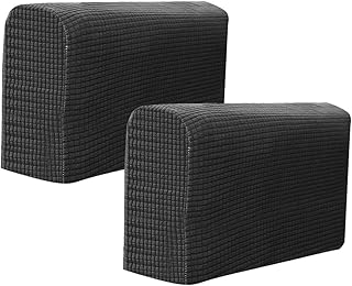 BESPORTBLE Chair Arm Protectors Sofa Armrest Cover Stretch Armchair Slipcover Protector Elastic Home Office Recliner Couch Loveseat Protective Cloth 2pcs (Black)