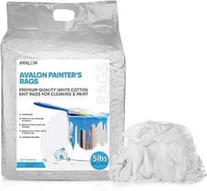 Avalon Towels Cleaning Rags Bulk - White T-Shirt Knit Rags, (5 Pound), Multipurpose Cleaning Towels for Home, Auto Shops, Restaurants, Garages, Painters, Polishing, (16"x16")