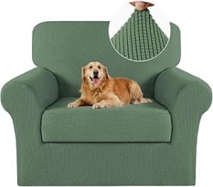 Turquoize 2 Piece Chair Covers Chair Slipcovers for Living Room Armchair Sofa Covers Chair Couch Cover with Arms Washable Furniture Protector for Chairs Feature Jacquard Fabric (Chair, Loden Frost)