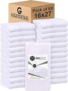 White 16x27 Inch Cotton Blend Economy Hand Towels Salon/Gym/Hotel Super use Absorbent Best for Kitchen,Janitorial,Home use Towels (60 Pack)
