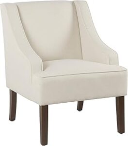 HomePop Upholstered Classic Swoop Arm Accent Chair Home Décor, Cream