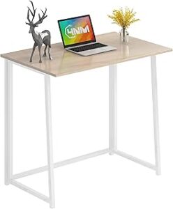 4NM 31.5" Folding Desk, Simple Assembly Computer Desk Study Writing Table for Small Space Offices/Home - Natural and White