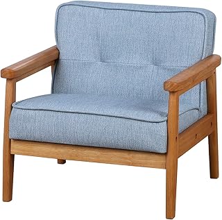 BabyLand Children Armchair, Single Kid Sofa Chair with Solid Wood Structure and Linen Fabric for Kid Gift (Light Blue)