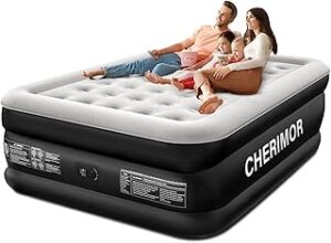Queen Air Mattress with Built-in Pump, 18" Raised Comfort, 48Hr Leak-Proof Test, Upgraded Honeycomb Pillar Design, Supports 800 lbs, 3-Min Inflation-Inflatable Bed for Home Guests & Camping