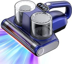 Mattress Vacuum Cleaner, 16Kpa Bed Vacuum Cleaner with 253.7nm UV-C Light & HEPA Filter & Heating & Ultrasonic Quintuple Tech & 30000 RPM/Min Brushroll Rotation, Widened Suction Port, 500W, Corded