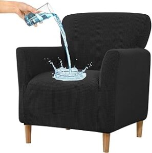 NILUOH Jacquard Chair Covers Armchair Stretch Chair Slipcovers with Arms Accent Chair Covers for Living Room Soft Nonslip Armchair Slipcovers Protector for Dogs Pets Home Decor,Black