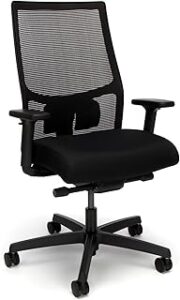 HON Ignition 2.0 Ergonomic Office Chair, Adjustable Tilt, Swivel Wheels, Comfy for Long Hours, Home Office Desk Chairs, Black