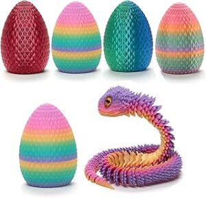 3D Printed Snake Eggs Fidget Toy, ADHD Toys, 3D Printed Animals Exquisite Cute Pet Toy Adults Fidget Toys. Home Office Decor (Rainbow)