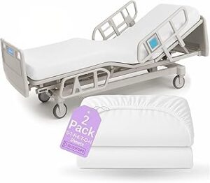 2 Pack Fitted Hospital Bed Sheets with Elastic All Around for a Perfect Fit - Cotton Rich Soft Knitted Jersey Sheet, 36” x 84” x 12”