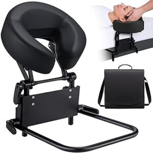Salon Home Mattress Top Massage Kit, Universal Massage Headrest for Bed, Adjustable Face Cradle & Soft Memory Foam Pillow, Portable SPA Platform Head Rest Cushion Cradle in a Storage Bag-Black