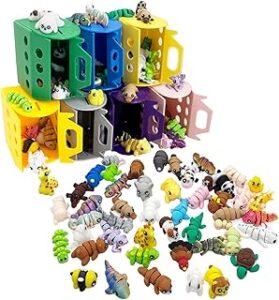 20Pcs Mini Animals Figures Set, 3D Printed Small Animal Flexible Fidget Toy, 3D Printed Cute Animal Home, Office, Executive Desk for Christmas Decoration, Tiny Animals Figurines Exquisite Cute Pet