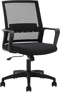FDW Office Chair Ergonomic Desk Chair Mid-Back Mesh Computer Chair Lumbar Support Comfortable Executive Adjustable Rolling Swivel Task Chair with Armrests,Black