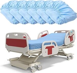 Mixweer 6 Pcs Fitted Hospital Bed Sheets Set Blue Soft Hospital Fitted Sheet Standard Twin Bed Mattress Sheet with Elastic All Around for Home Hotel Massage Table(36'' x 84'' x 14'')