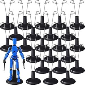 24 Pcs Doll Stand Adjustable Action Figure Display Holder Support for 4-6 Inches Dolls, Creative Storage Stand for Home Shop Birthday Party Favor for Male Female(Black)