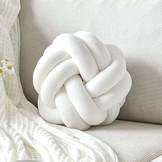 Knot Pillow Ball, Soft Decorative Throw Pillows Cushion, 11 Inch Round Plush Knotted Pillows White Pillow, Modern Home Throw Knot Decorative Cushion for Bedroom, Sofa, Couch