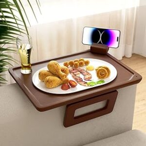 Smatdecis Couch Arm Tray Table Sofa Arm Clip, Armrest Tray Table Suitable for Home Drinks/Fast Food/Fruit Etc, Large Size Multi-Function Black(360° Rotating Stand B)