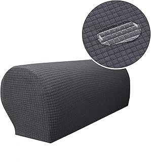 Anti-Slip Waterproof Stretch Fabric Armrest Covers Furniture Protector RV Armchair Slipcovers for Recliner Sofa Set of 2 (Gray)