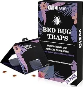 Bed Bug Traps 24 Pack, Sticky Glue Pre-Scented Bed Bug Killer, Early Detection Traps & Kills Bed Bugs, Spiders, Crickets, Cockroaches and Other Crawling Insects, Indoor Home & Outdoor Travel Use
