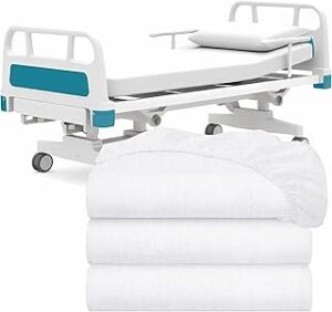 White Classic Fitted Hospital Bed Sheets Set of 3, Cotton Fitted Sheet with 200 Thread Count, Soft Standard Sheets for Hospital Bed Size: 36" x 80" x 9"