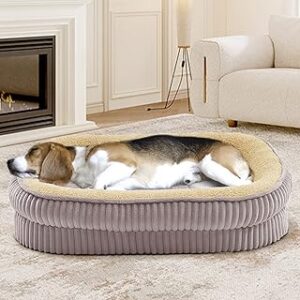 Orthopedic Dog Bed for Medium Dogs Breeds, High Density Egg Crate Foam Dog Sofa Beds,Oval Kennel Bed, Pet Couch Bed with Four Sided Bolster, Removable Washable Cover& Non-Slip Bottom