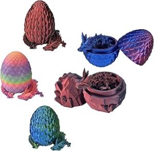 5PCS Mini 3D Printed Dragon Egg with Dragon Inside with Luminous Rainbow Colors Set Mystery Articulated Crystal Dragon Egg Home Office Decor Executive Desk Toys