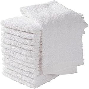 White Kitchen Towels - Pack of 12 Bar Mop Towels,16x19 Inches 100% Cotton White Towels for Kitchen and Bar Cleaning - Multi-Purpose Super Absorbent Rags for Home (White)