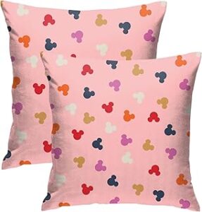 Pack of 2 Cute Pillow Covers Cartoon Cushion Case Standard Throw Pillow Covers for Couch Sofa Bedding Home Decorative Pillowcases 18x18 in (Pink)