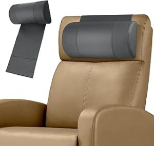 Non-Slip Neck Pillow for Recliner-Adjustable and Removable Leather Recliner Pillow-Neck Pain Relief Support Head Pillow for Travel Home Recliner Sofa Armchair(Grey)