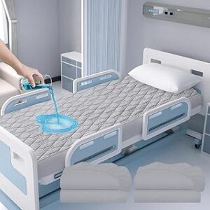 2 Pack Waterproof Hospital Bed Sheet Mattress Cover Protector 36”*80”*9” Hospital Grade Incontinence Protection, Soft Breathable Fabric for Elderly, Adults Machine Washable Gray