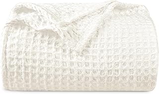 PHF Ultra Soft Waffle Weave Blanket King Size 104"x 90"- Washed Lightweight Breathable Cozy Woven Blanket for Bed - Aesthetic Decor for Couch Bedding Sofa Home Car - Coconut White